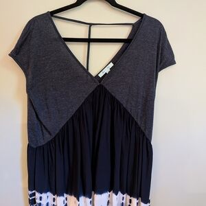 Gray and Black V-Neck Dress